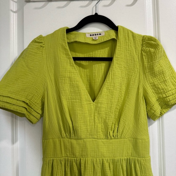 Boden Eve Double Cloth Midi Dress Chartreuse 4 - Picture 4 of 9